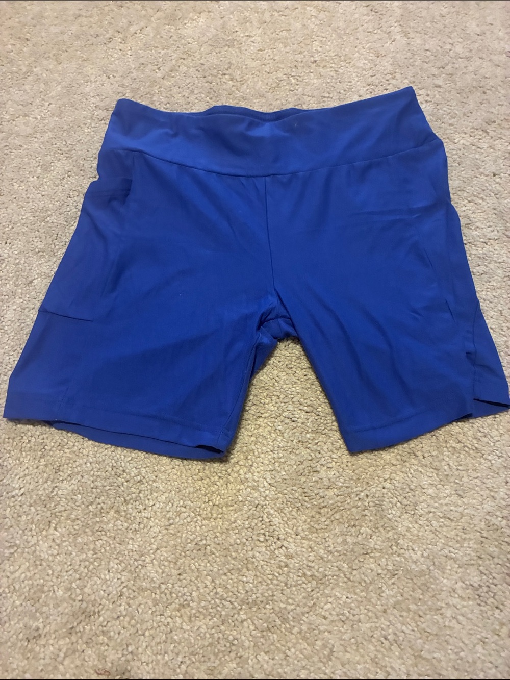 Royal Blue Bike Shorts with Wide Waistband